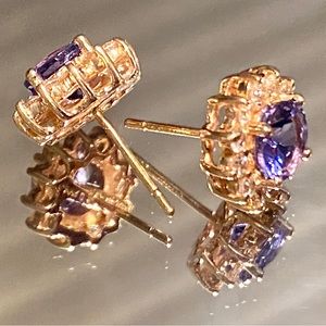 Effy 14K Rose Gold Diamond Tanzanite Earrings